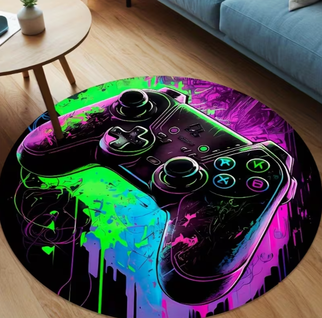 Hall Commercial Printing - Colorful Game Controller Round Carpet High-definition