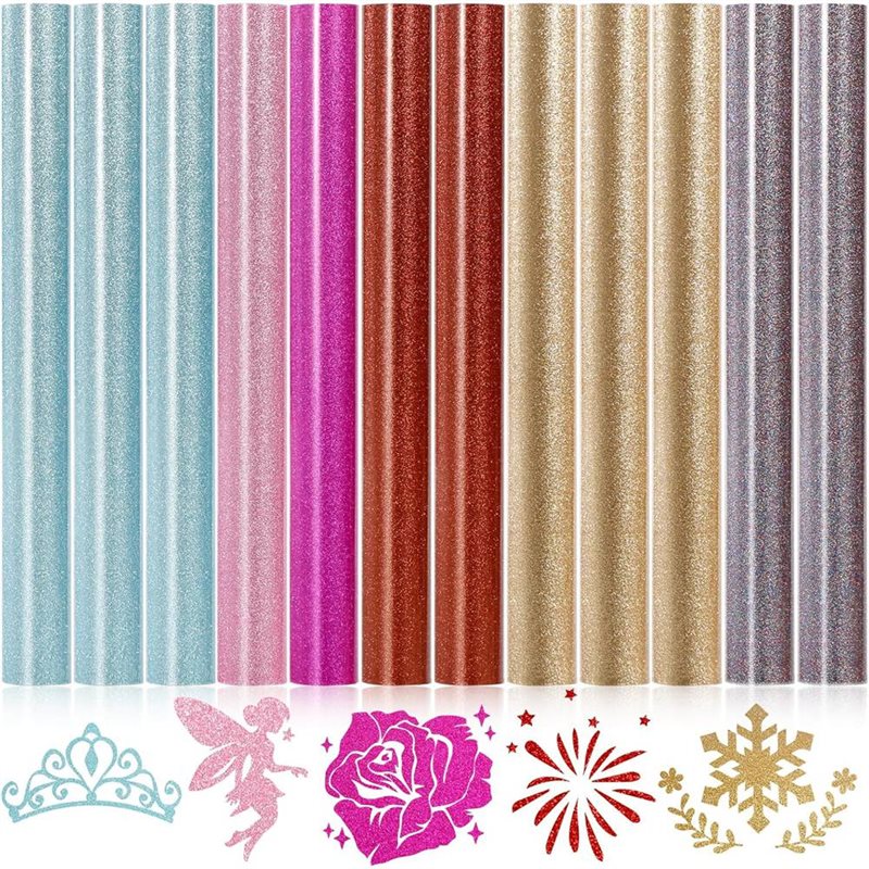 Heat Transfer Vinyl Roll - ABBP-Glitter HTV Vinyl Bundle : 12