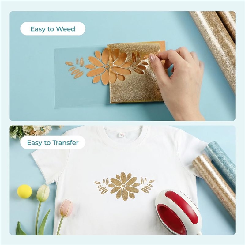 ABBP-Glitter HTV Vinyl Bundle  - Heat Transfer Vinyl Roll ulasan dan harga